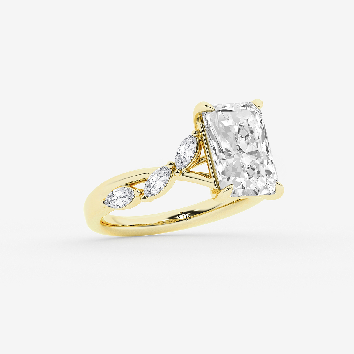 Additional Image 1 for  5 1/2 ctw Radiant Lab Grown Diamond Twist Marquise Side Stone Engagement Ring