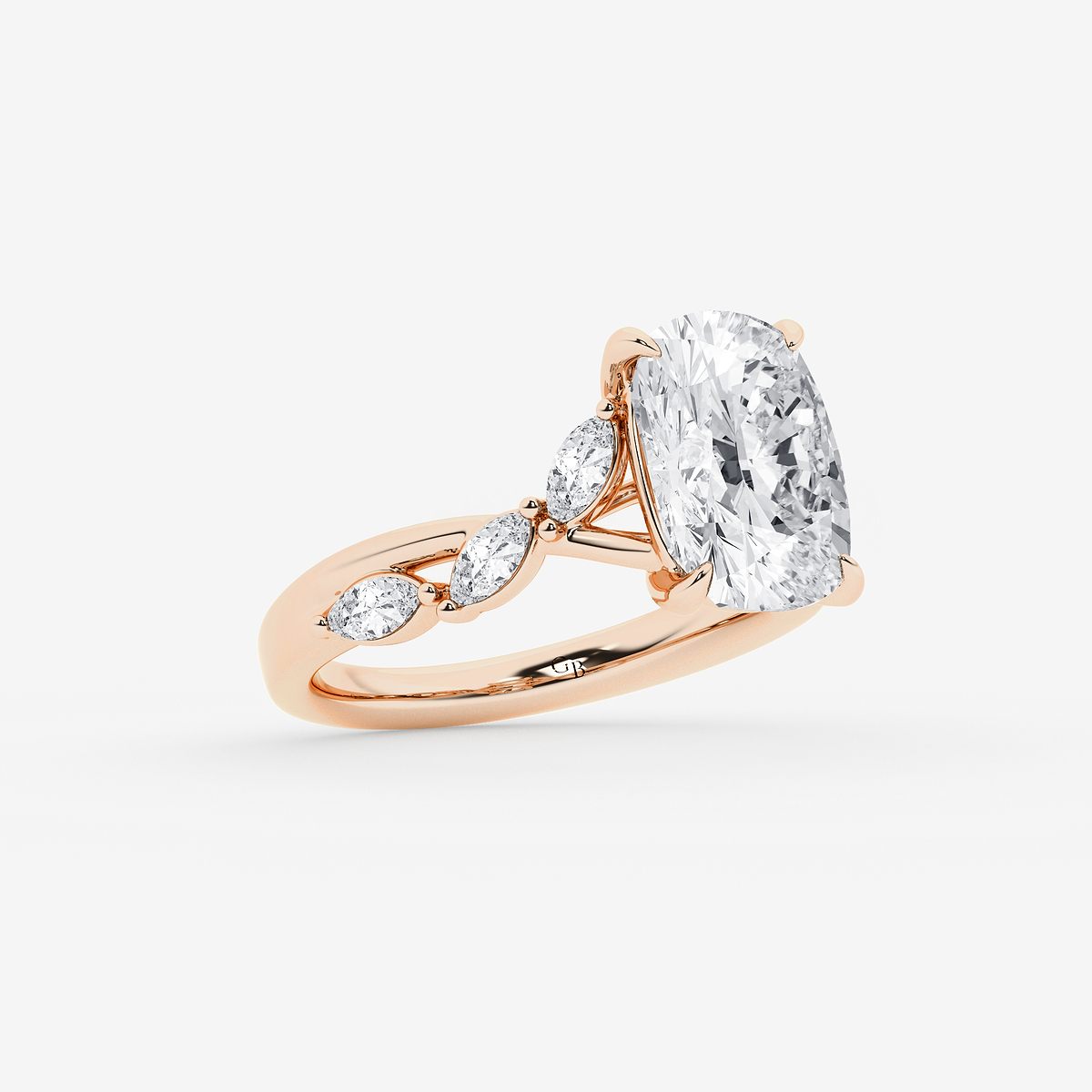 Additional Image 1 for  4 1/2 ctw Elongated Cushion Lab Grown Diamond Twist Marquise Side Stone Engagement Ring