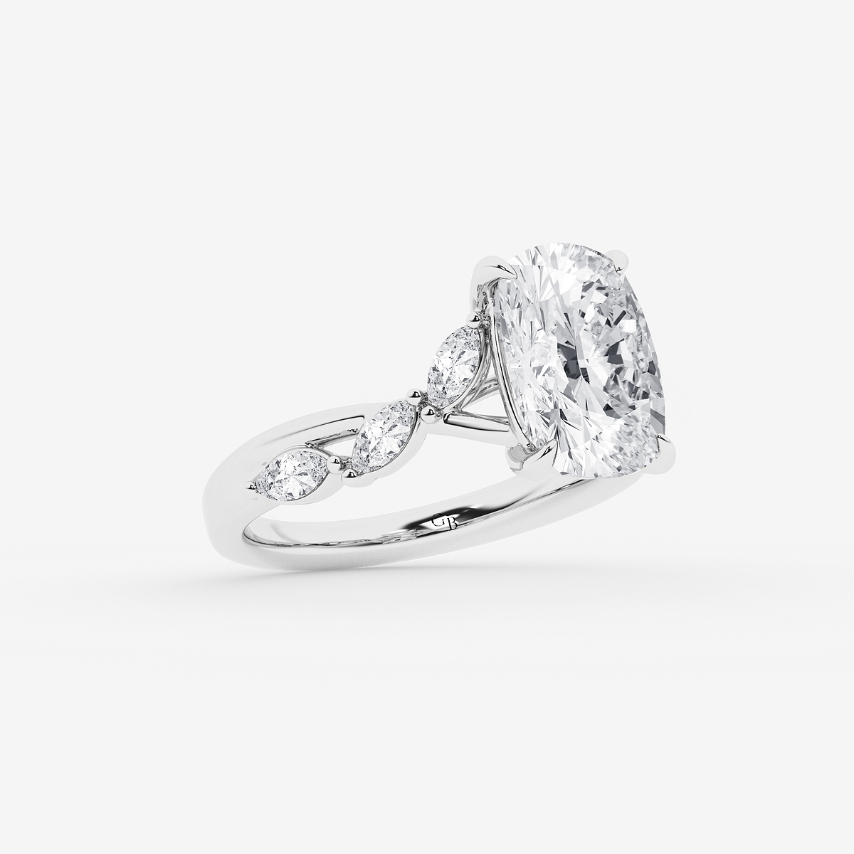 Additional Image 1 for  5 1/2 ctw Elongated Cushion Lab Grown Diamond Twist Marquise Side Stone Engagement Ring