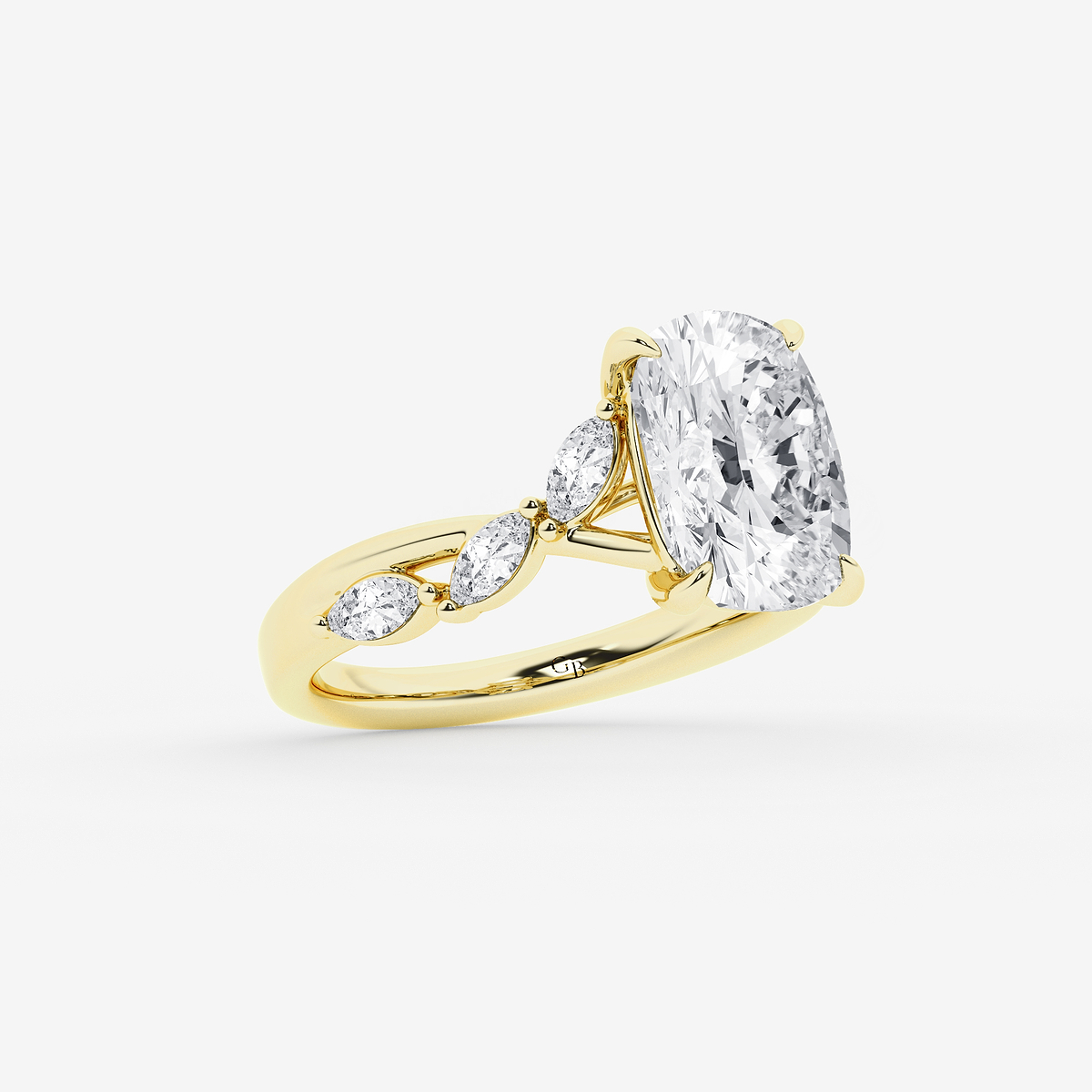 Additional Image 1 for  4 1/2 ctw Elongated Cushion Lab Grown Diamond Twist Marquise Side Stone Engagement Ring