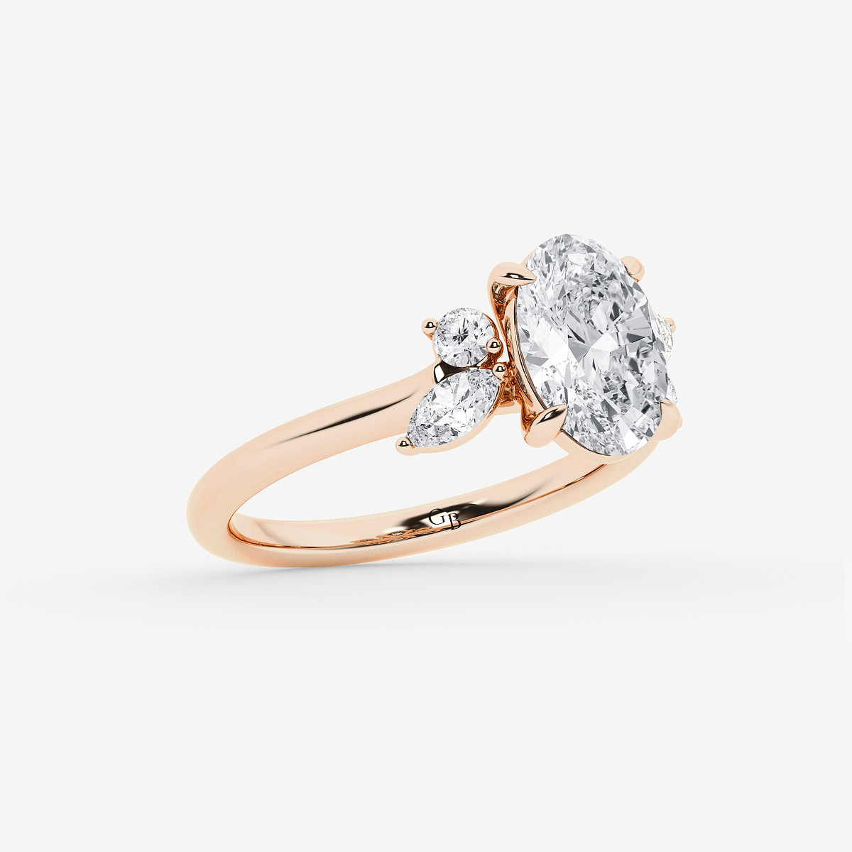Additional Image 1 for  2 2/5 ctw Oval Lab Grown Diamond Round and Marquise Floral Side Stone Engagement Ring