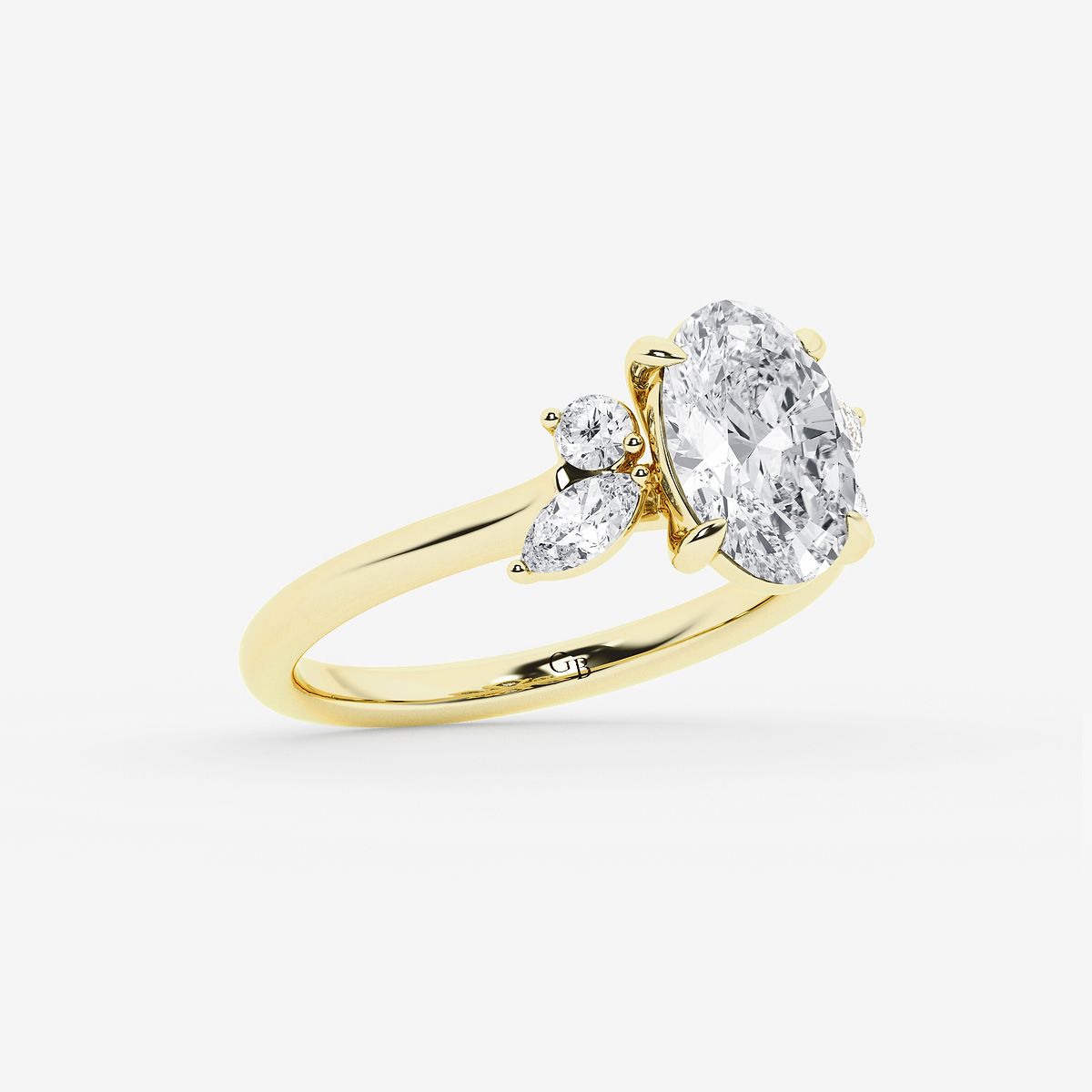 Additional Image 1 for  2 2/5 ctw Oval Lab Grown Diamond Round and Marquise Floral Side Stone Engagement Ring