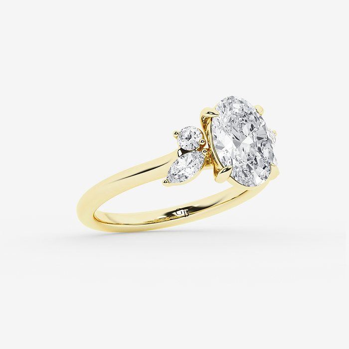 Anthem - 2 2/5 ctw Oval Lab Grown Diamond Round and Marquise Floral Side Stone Engagement Ring