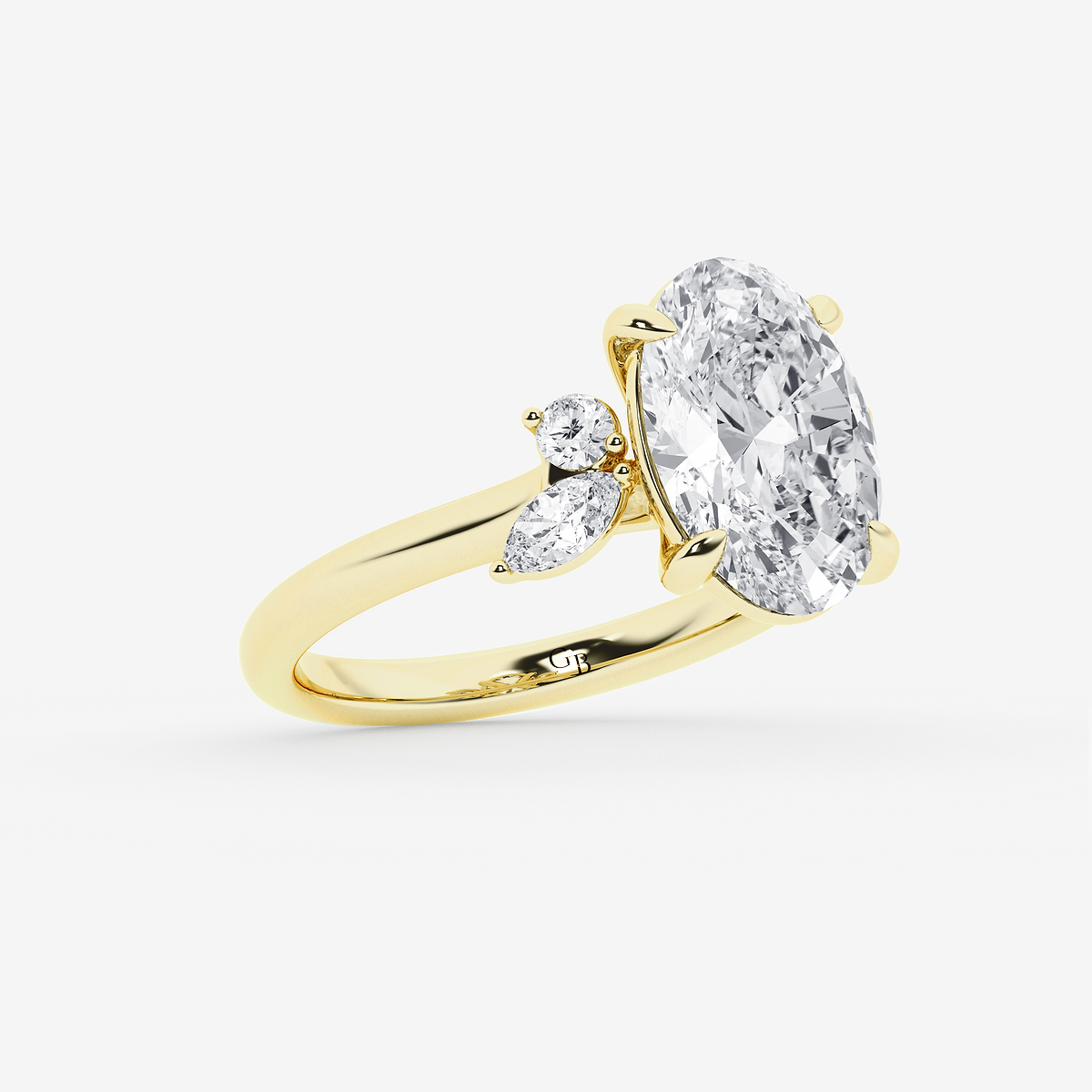 Additional Image 1 for  5 2/5 ctw Oval Lab Grown Diamond Round and Marquise Floral Side Stone Engagement Ring