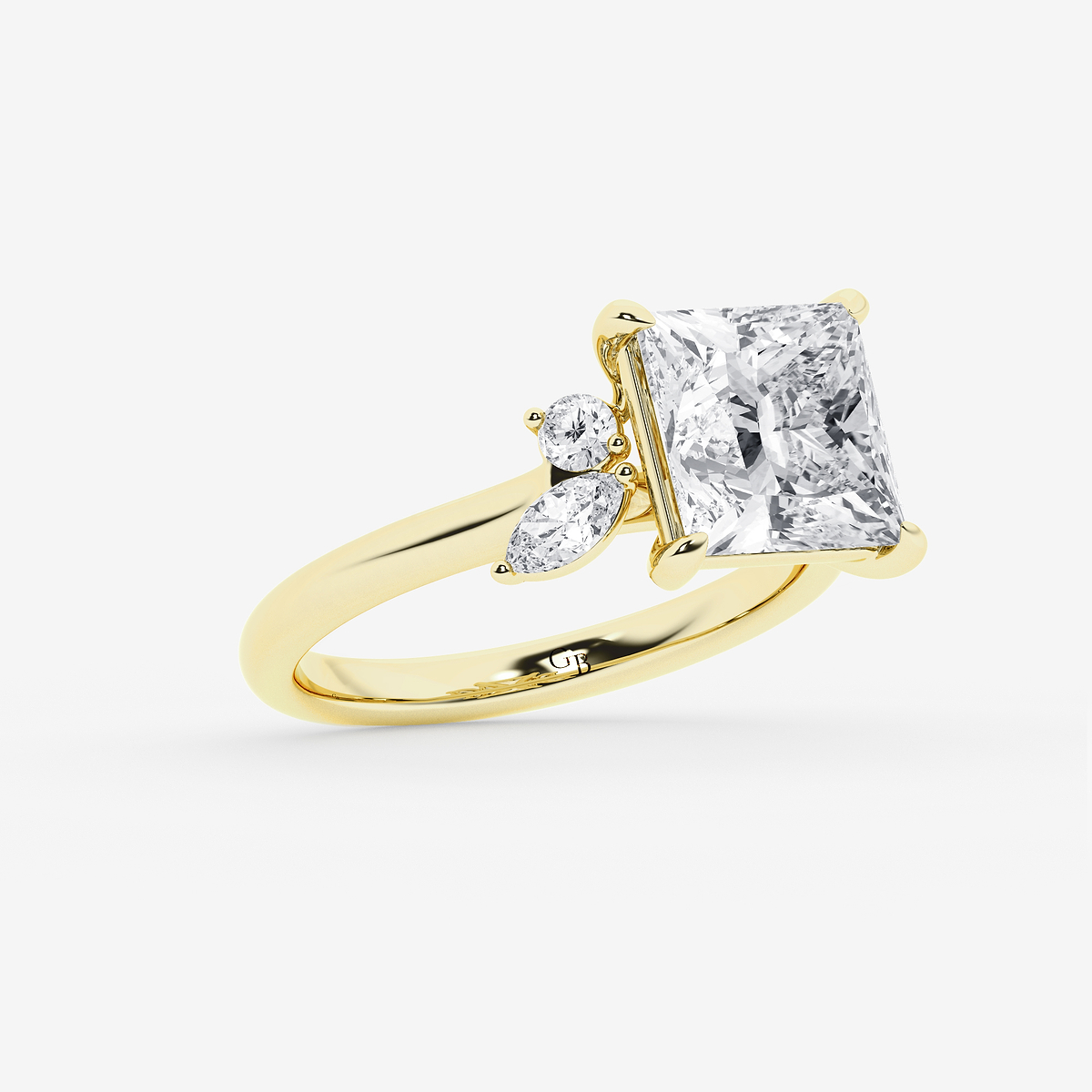Additional Image 1 for  5 2/5 ctw Princess Lab Grown Diamond Round and Marquise Floral Side Stone Engagement Ring