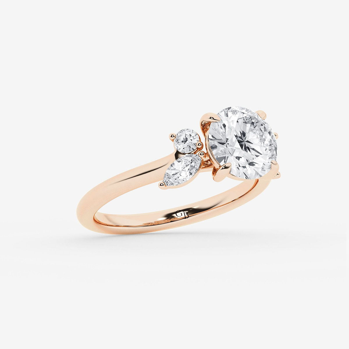 Additional Image 1 for  2 2/5 ctw Round Lab Grown Diamond Round and Marquise Floral Side Stone Engagement Ring