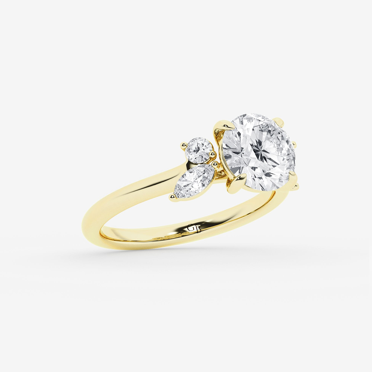 Additional Image 1 for  2 2/5 ctw Round Lab Grown Diamond Round and Marquise Floral Side Stone Engagement Ring