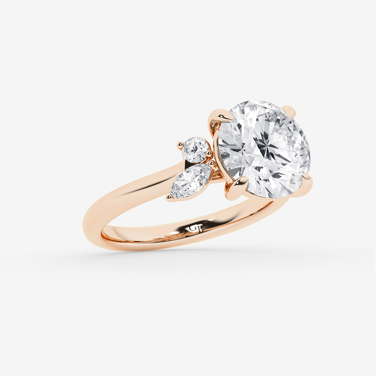 Additional Image 1 for  5 2/5 ctw Round Lab Grown Diamond Round and Marquise Floral Side Stone Engagement Ring