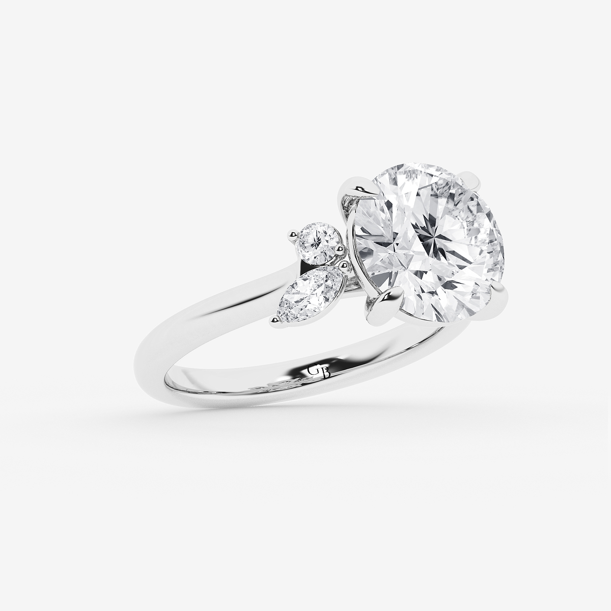 Additional Image 1 for  5 2/5 ctw Round Lab Grown Diamond Round and Marquise Floral Side Stone Engagement Ring