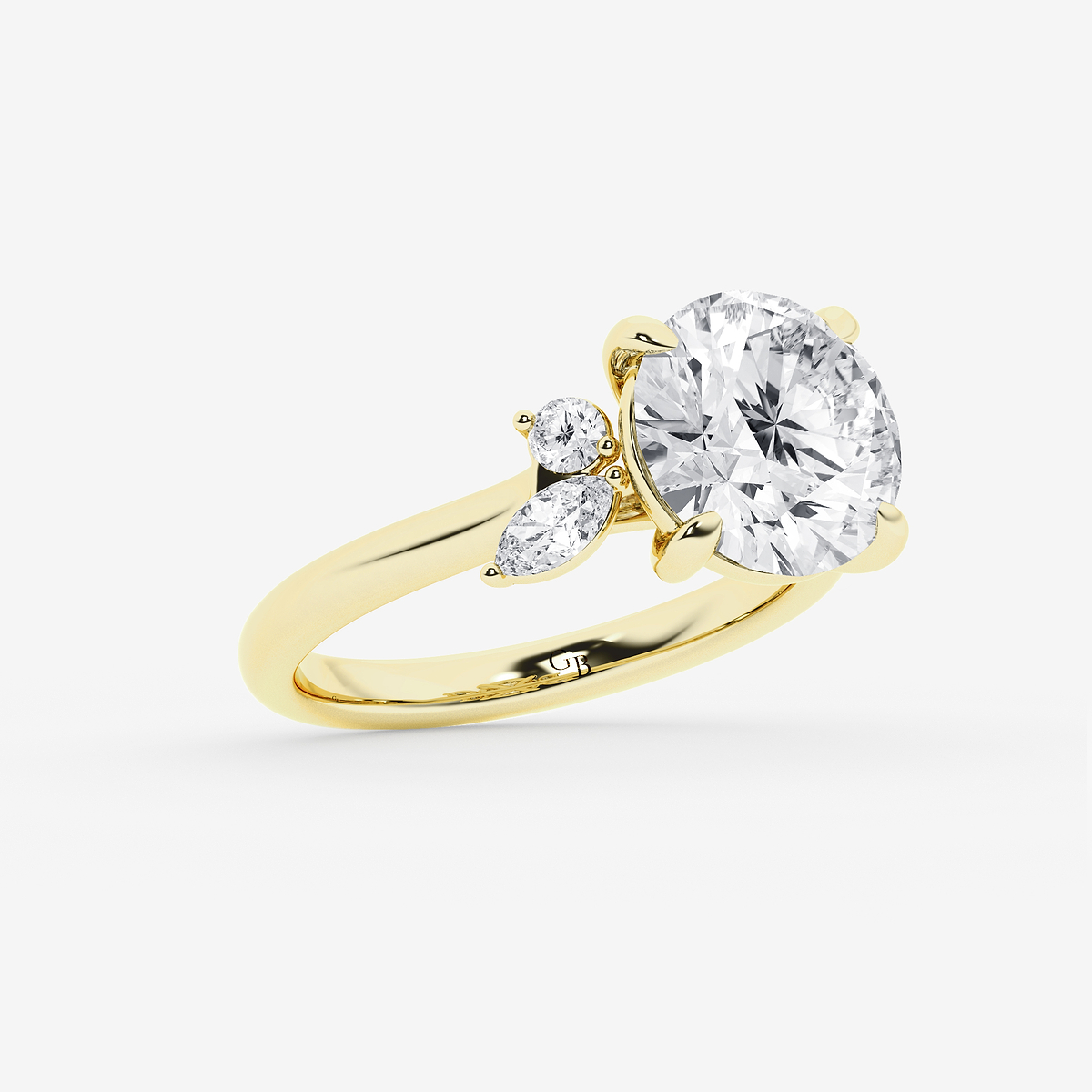 Additional Image 1 for  5 2/5 ctw Round Lab Grown Diamond Round and Marquise Floral Side Stone Engagement Ring