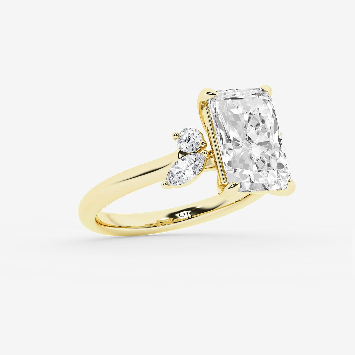 Additional Image 1 for  5 2/5 ctw Radiant Lab Grown Diamond Round and Marquise Floral Side Stone Engagement Ring