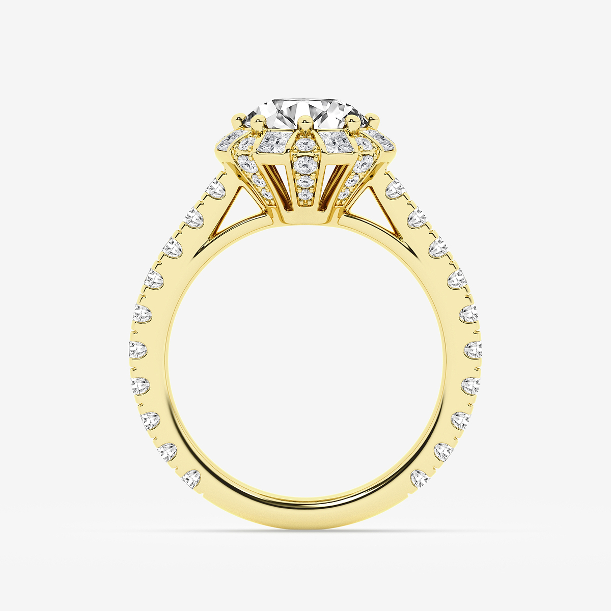 Additional Image 1 for  3 3/8 ctw Round Lab Grown Diamond with Princess Cut Halo Engagement Ring