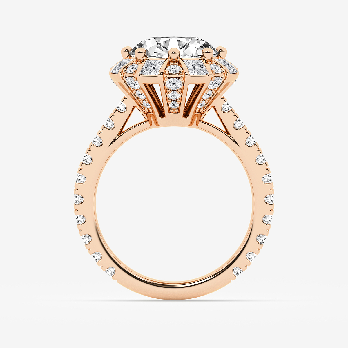 Additional Image 1 for  7 1/4 ctw Round Lab Grown Diamond with Princess Cut Halo Engagement Ring