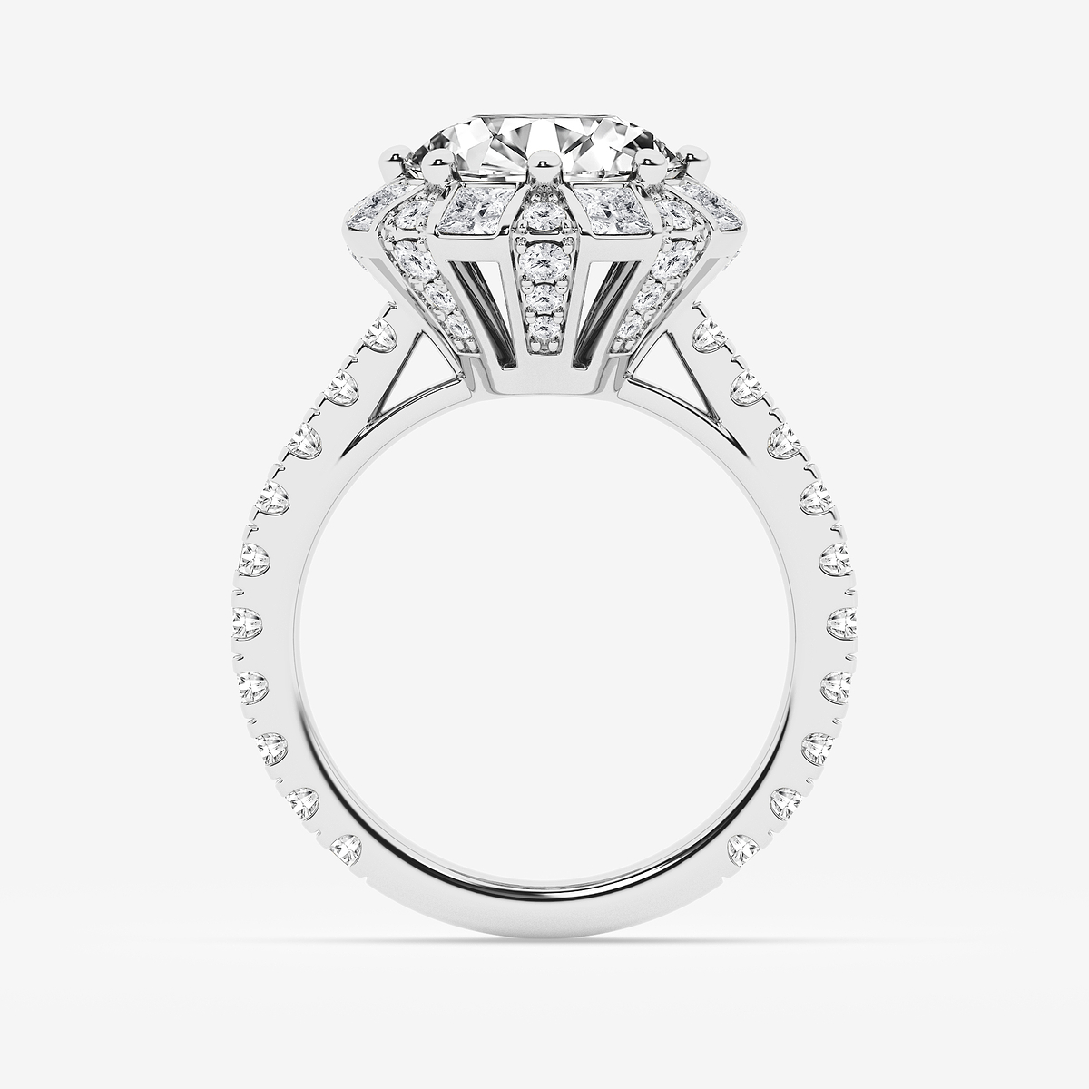 Additional Image 1 for  7 1/4 ctw Round Lab Grown Diamond with Princess Cut Halo Engagement Ring