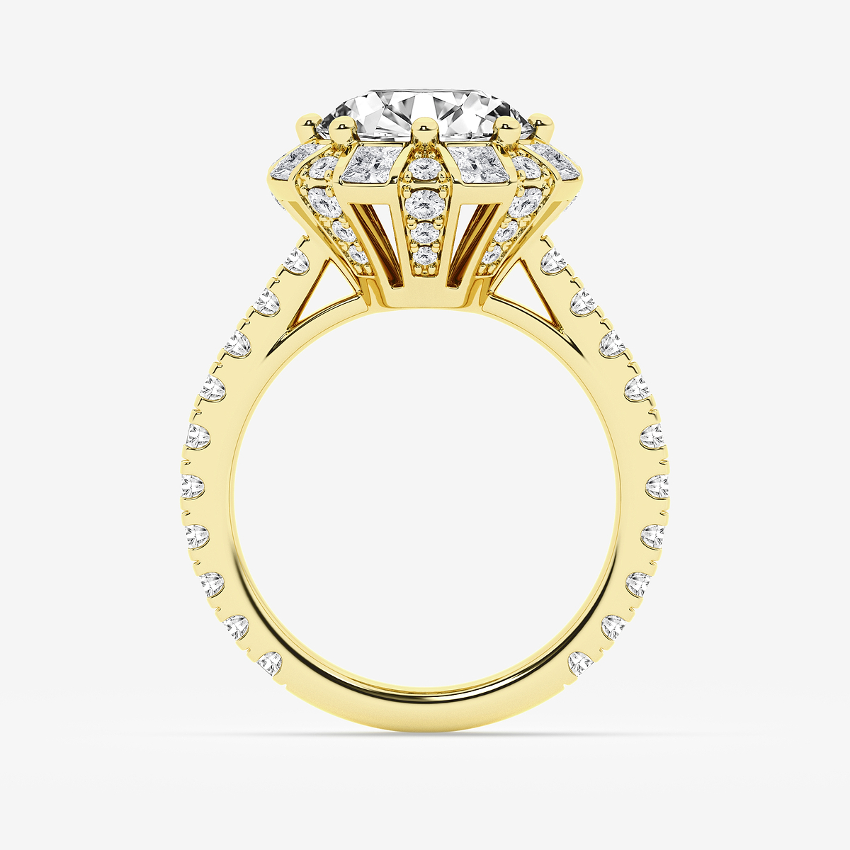 Additional Image 1 for  7 1/4 ctw Round Lab Grown Diamond with Princess Cut Halo Engagement Ring