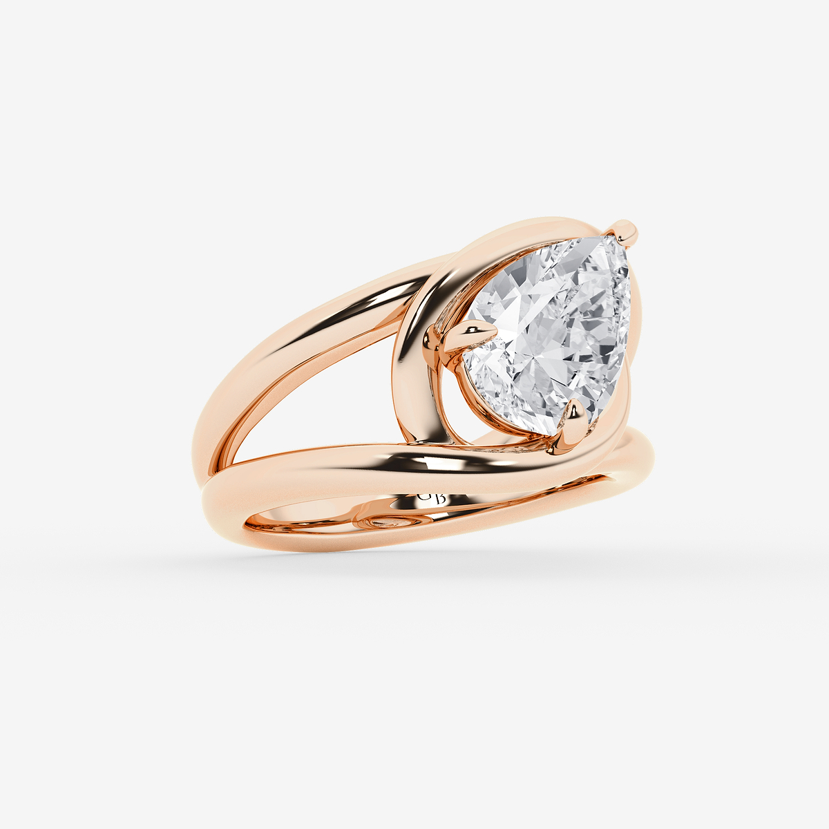 Additional Image 1 for  3 ctw Curve Vine Pear Solitaire Ring