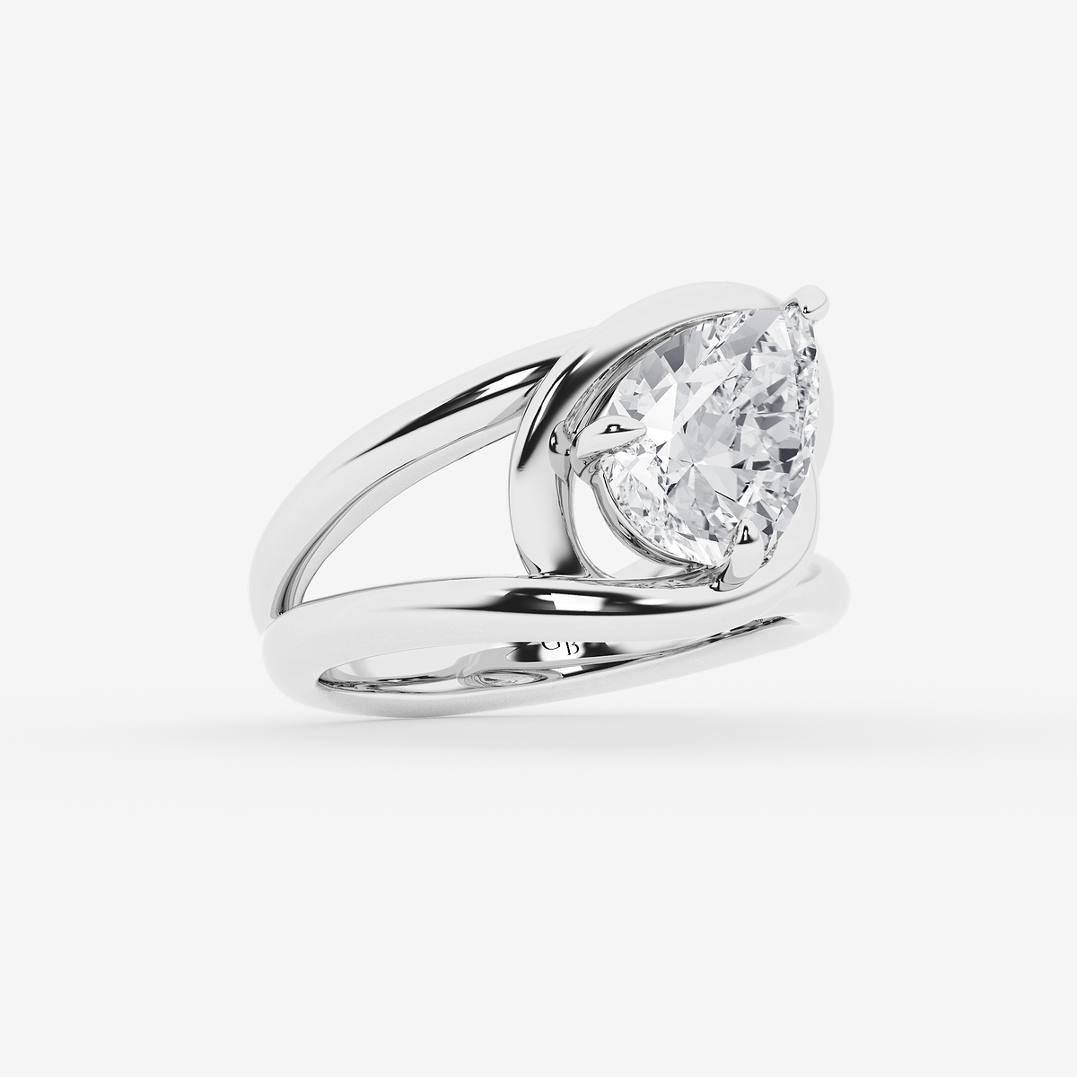 Additional Image 1 for  3 ctw Curve Vine Pear Solitaire Ring