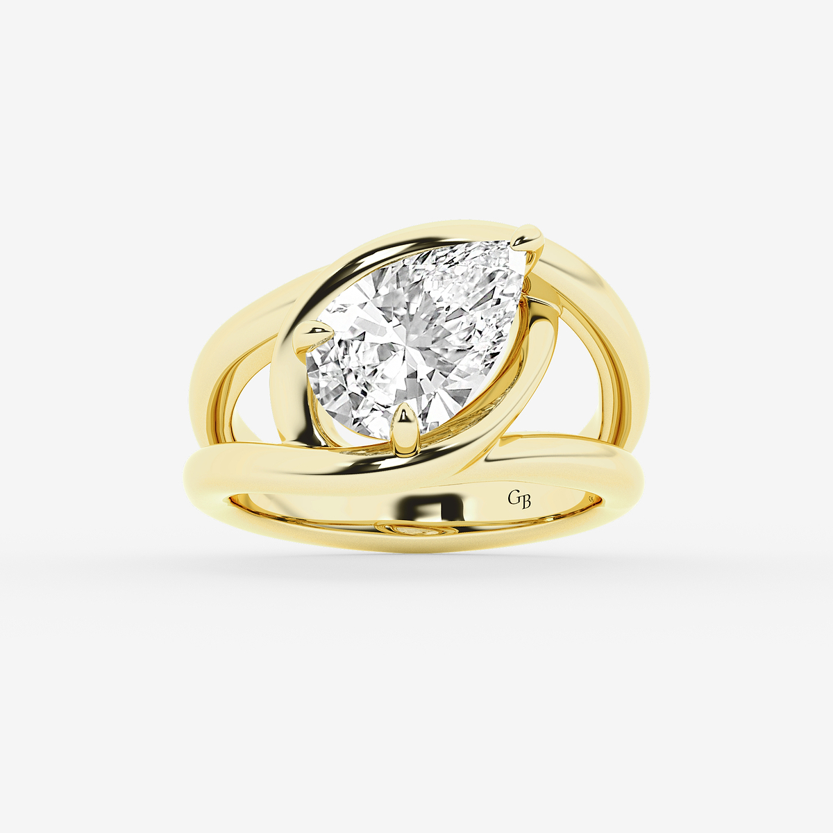 3 ctw Curve Vine Pear Solitaire Ring