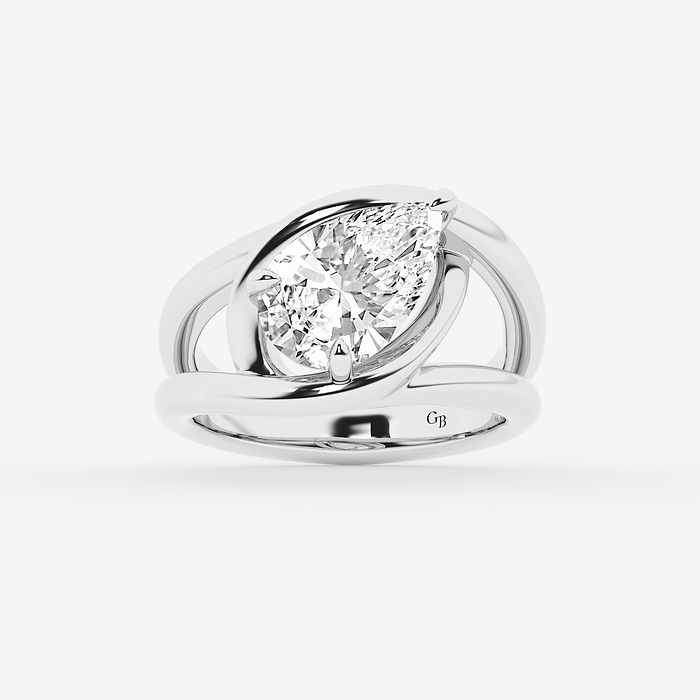 Curve Vine Pear Solitaire Ring