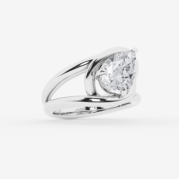 Curve Vine Pear Solitaire Ring