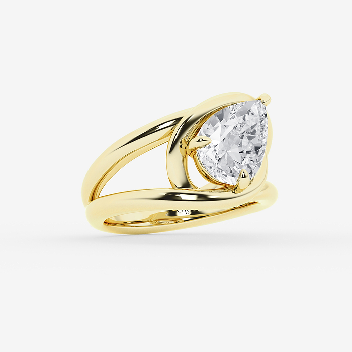 Curve Vine Pear Solitaire Ring