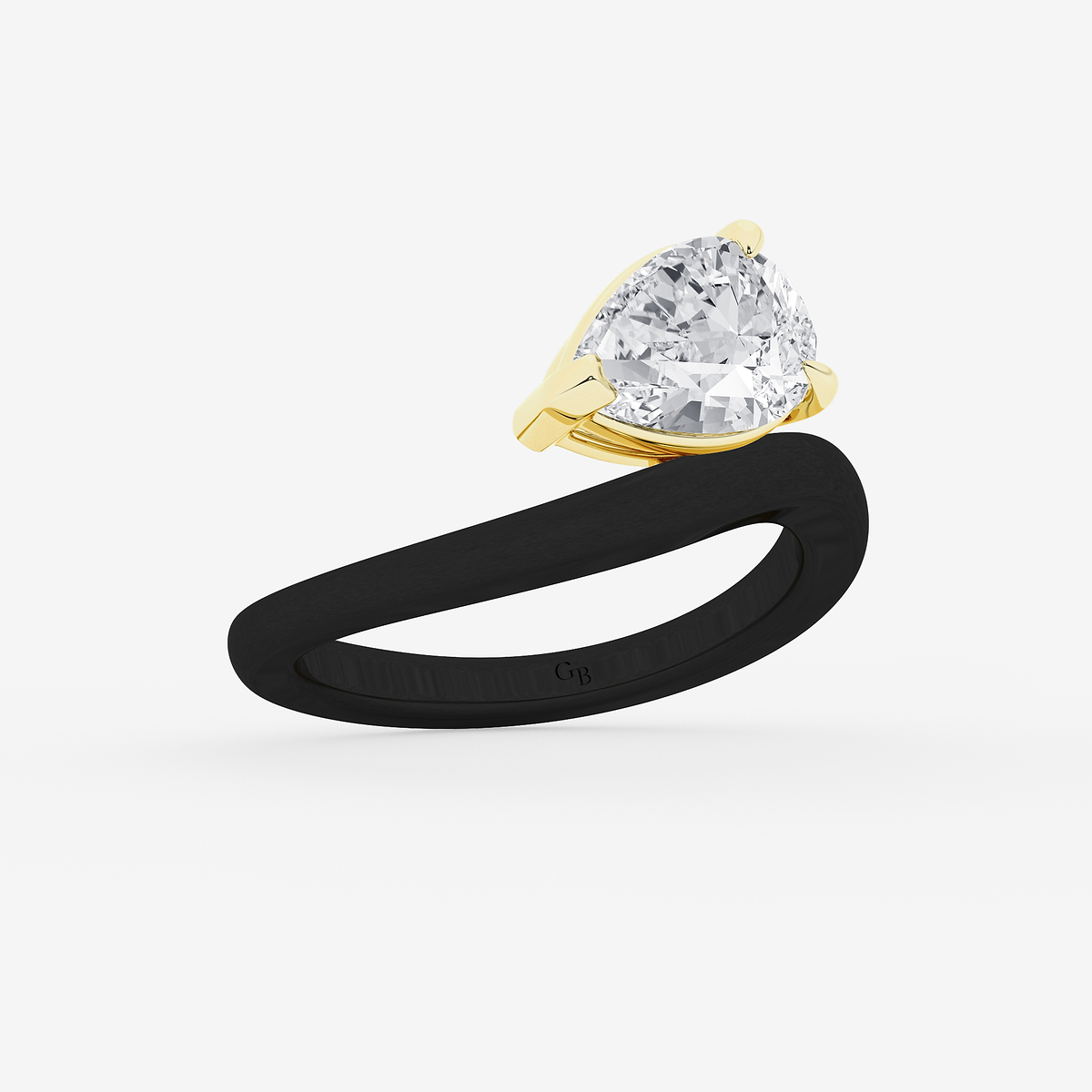 Additional Image 1 for  2 ctw Pear Lab Grown Diamond Curve Ring with Black Rodium