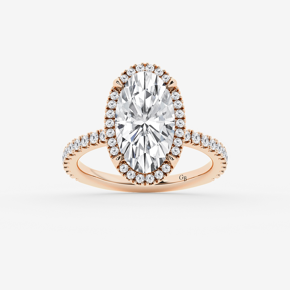 3 1/2 ctw Moval Lab Grown Diamond  Halo Engagement Ring
