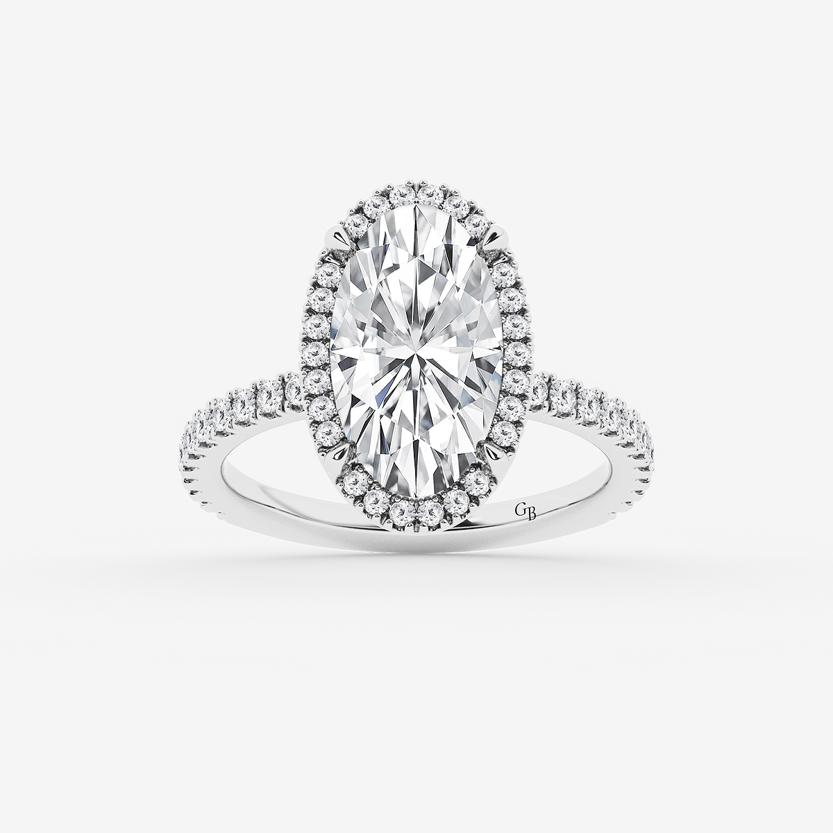 3 1/2 ctw Moval Lab Grown Diamond  Halo Engagement Ring