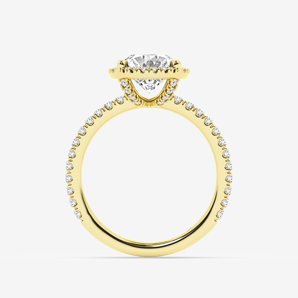 Additional Image 1 for  3 1/2 ctw Moval Lab Grown Diamond  Halo Engagement Ring 18K Yellow Gold
