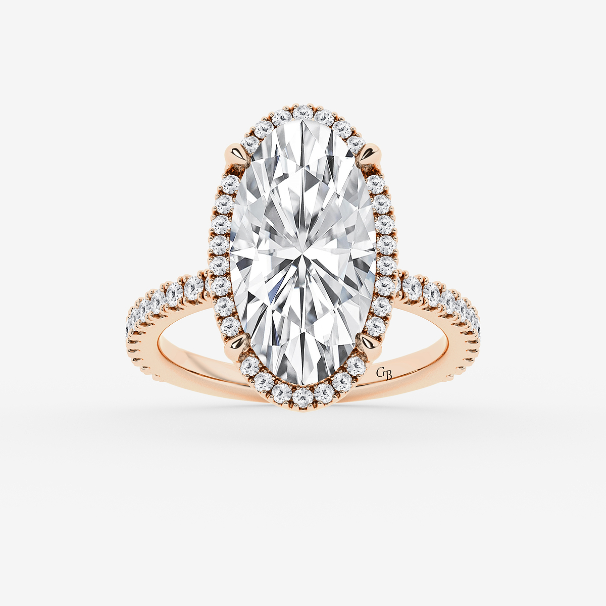 5 1/2 ctw Moval Lab Grown Diamond  Halo Engagement Ring