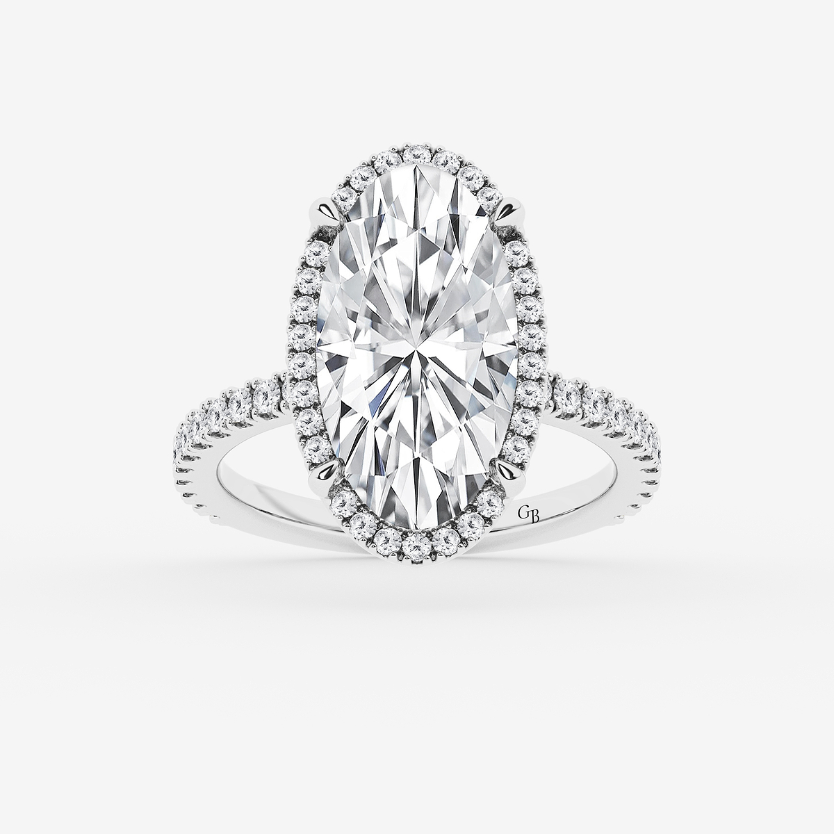 5 1/2 ctw Moval Lab Grown Diamond  Halo Engagement Ring