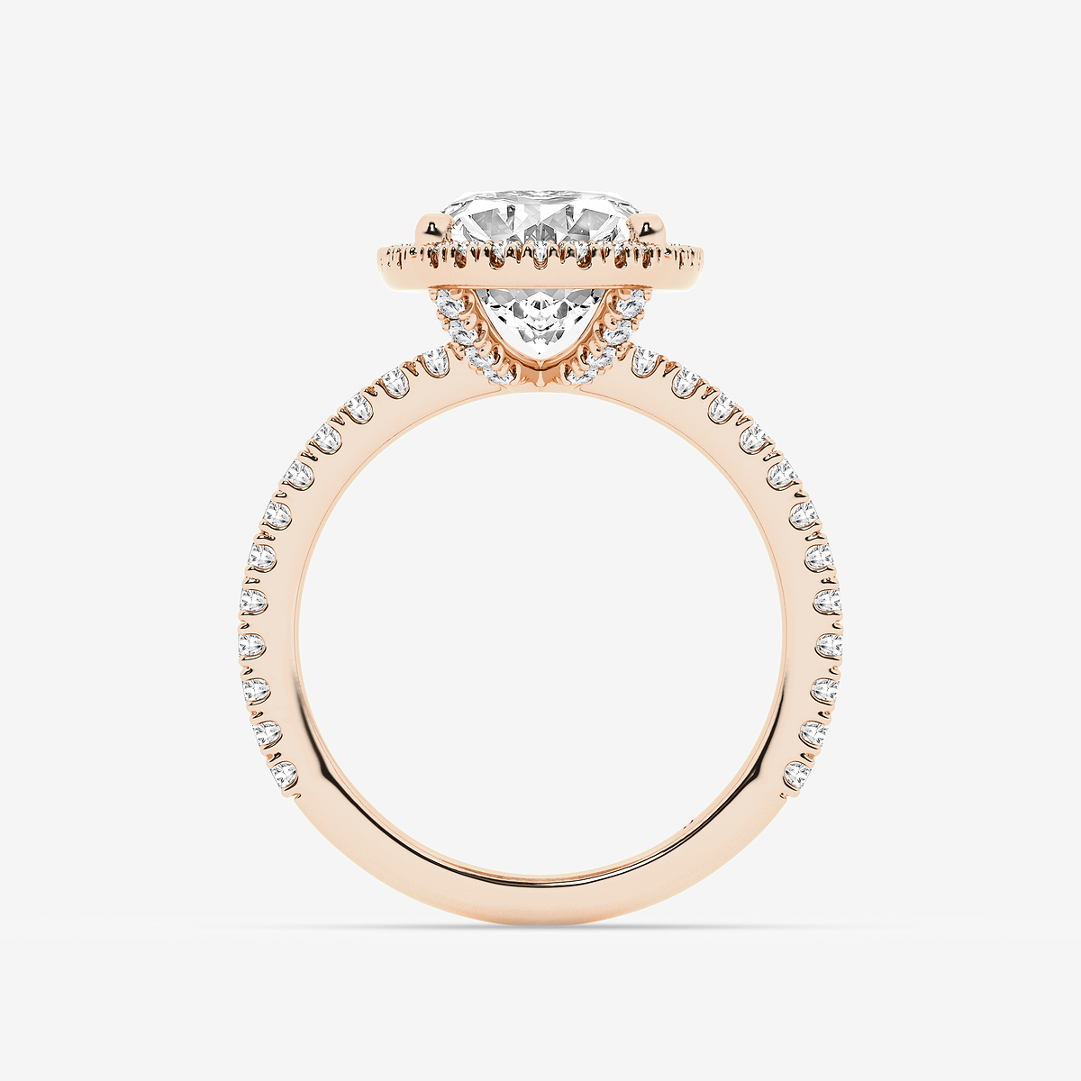 Additional Image 1 for  4 1/2 ctw Moval Lab Grown Diamond  Halo Engagement Ring 18K Rose Gold
