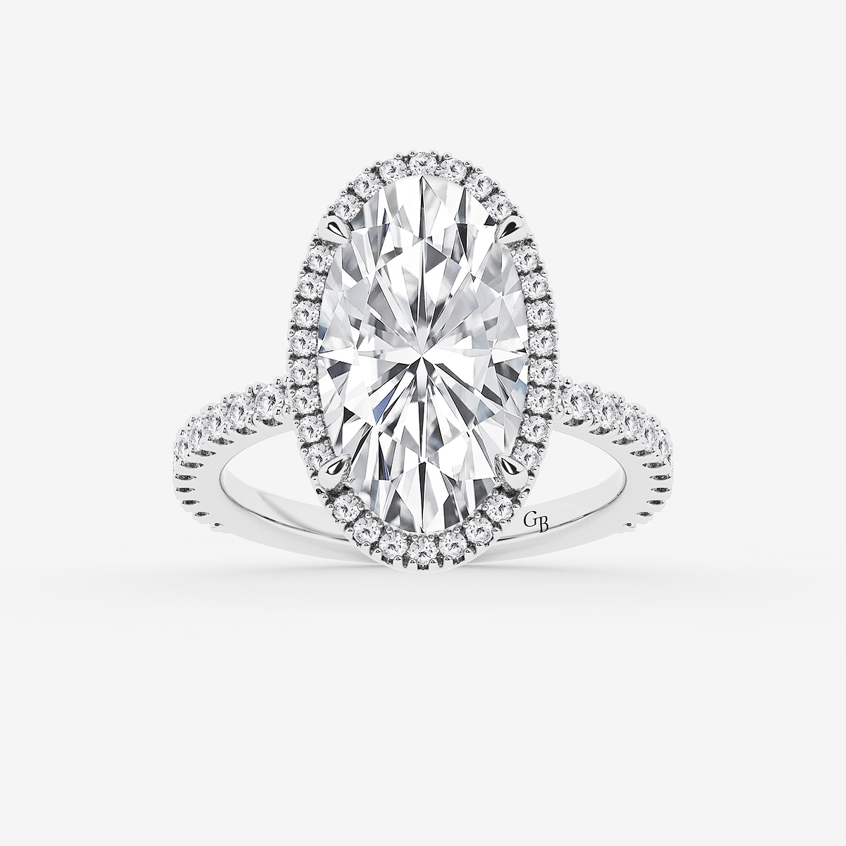 4 1/2 ctw Moval Lab Grown Diamond  Halo Engagement Ring