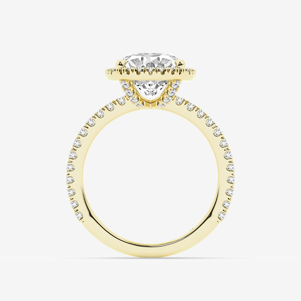 Additional Image 1 for  4 1/2 ctw Moval Lab Grown Diamond  Halo Engagement Ring 18K Yellow Gold