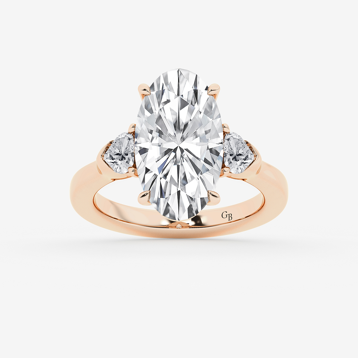 4 5/8 ctw Moval Lab Grown Diamond  Side Stone Engagement Ring