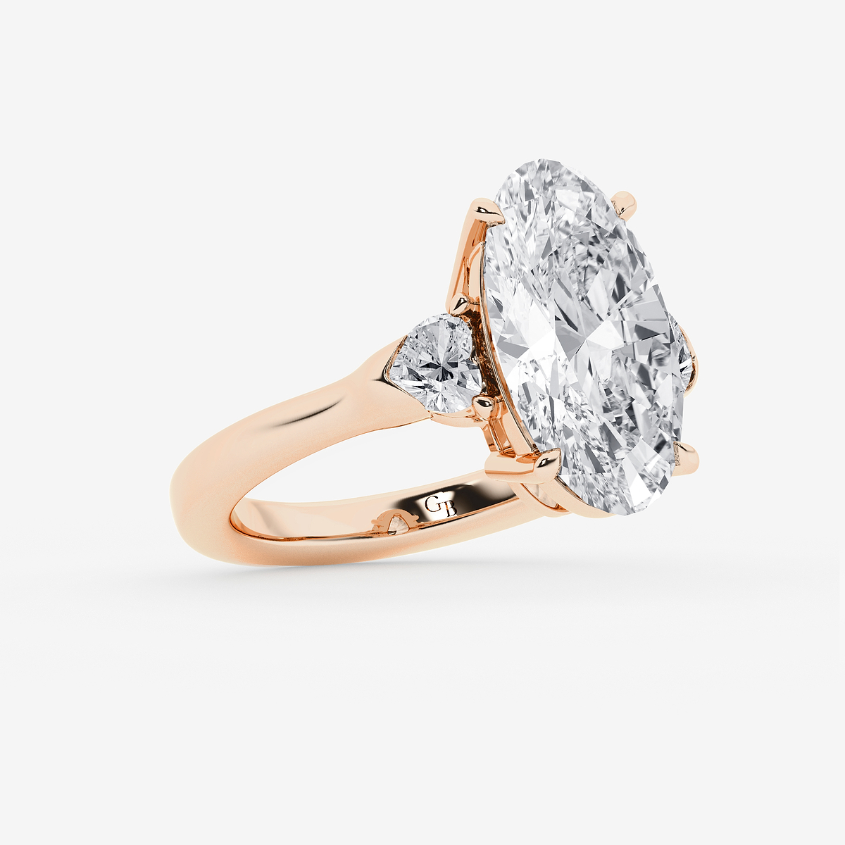 Additional Image 1 for  4 5/8 ctw Moval Lab Grown Diamond  Side Stone Engagement Ring