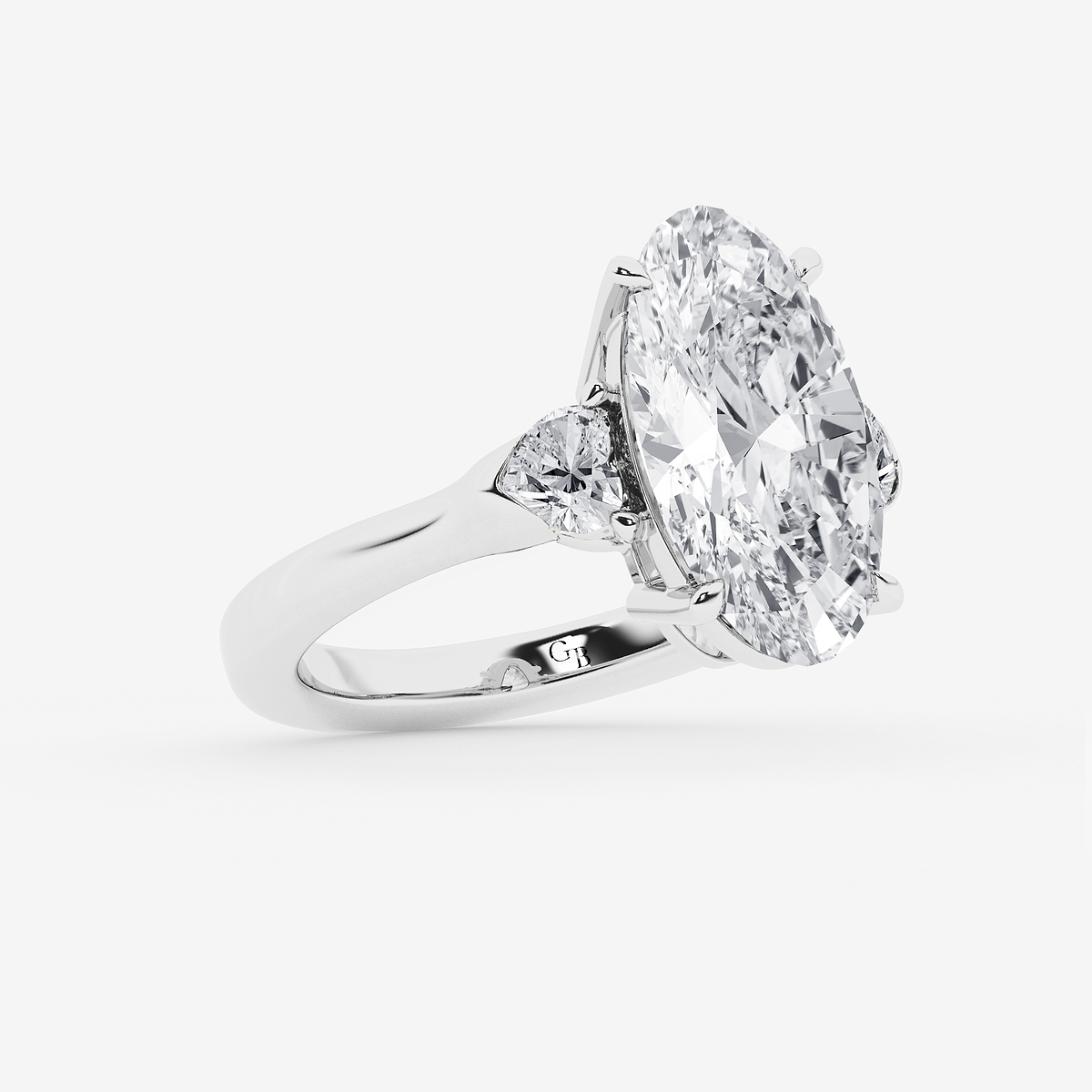 Additional Image 1 for  4 5/8 ctw Moval Lab Grown Diamond  Side Stone Engagement Ring