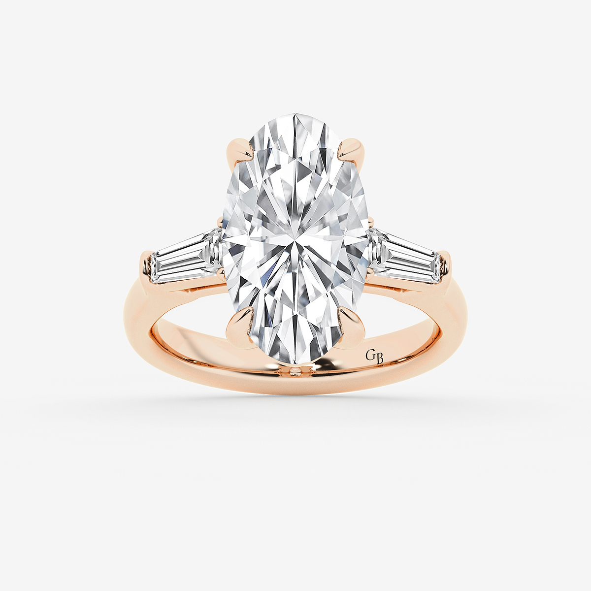 4 2/3 ctw Moval Lab Grown Diamond Solitaire Engagement Ring with Side Accents