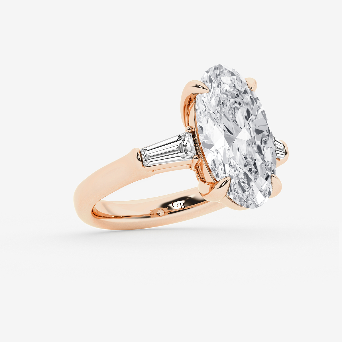 Additional Image 1 for  4 2/3 ctw Moval Lab Grown Diamond Solitaire Engagement Ring with Side Accents