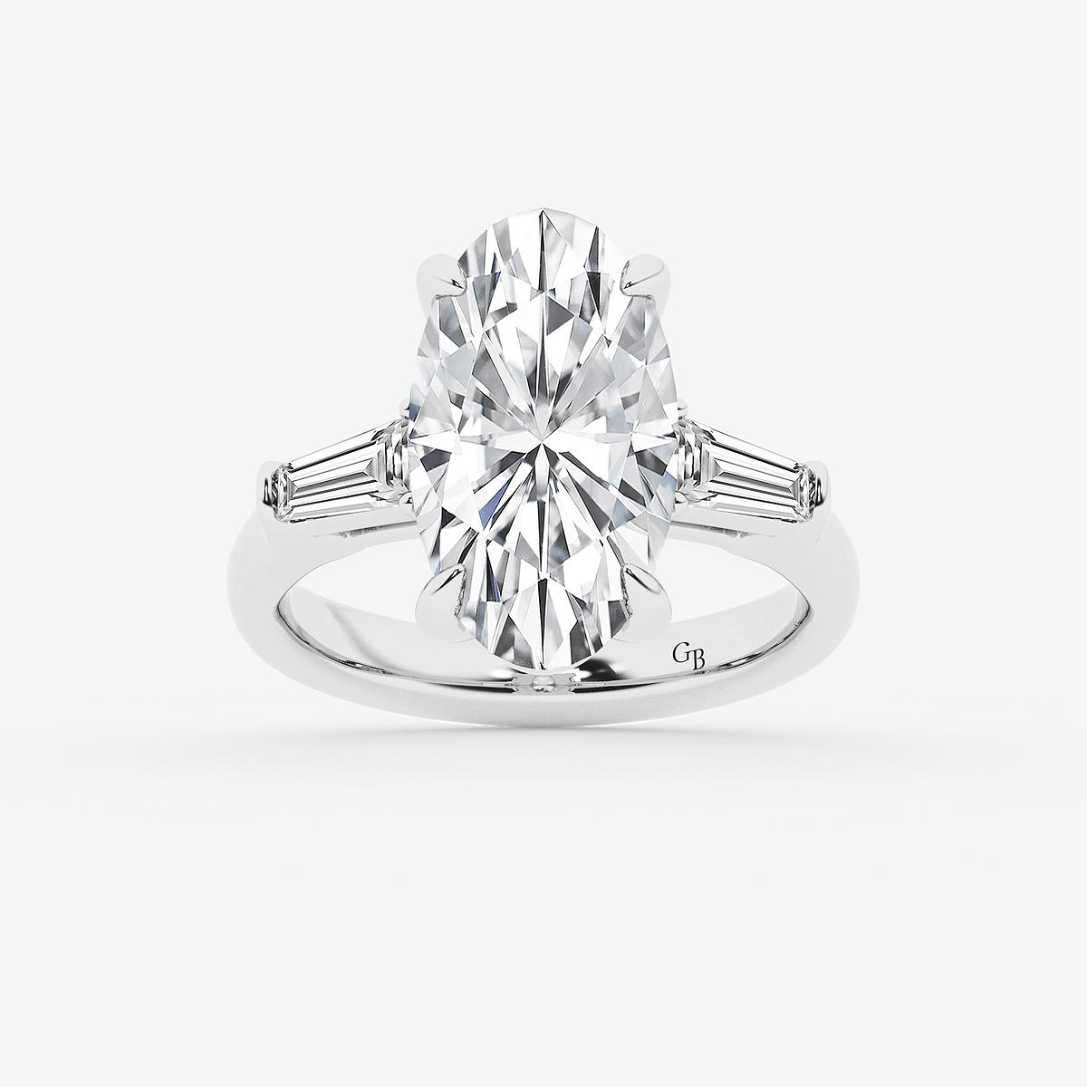 4 2/3 ctw Moval Lab Grown Diamond Solitaire Engagement Ring with Side Accents