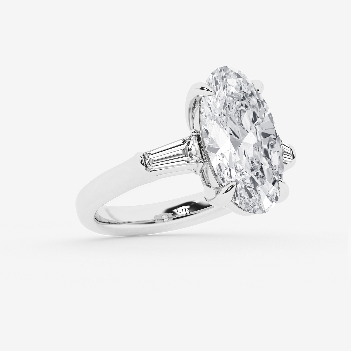 Additional Image 1 for  4 2/3 ctw Moval Lab Grown Diamond Solitaire Engagement Ring with Side Accents