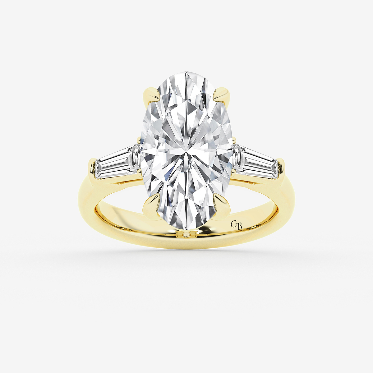 4 2/3 ctw Moval Lab Grown Diamond Solitaire Engagement Ring with Side Accents