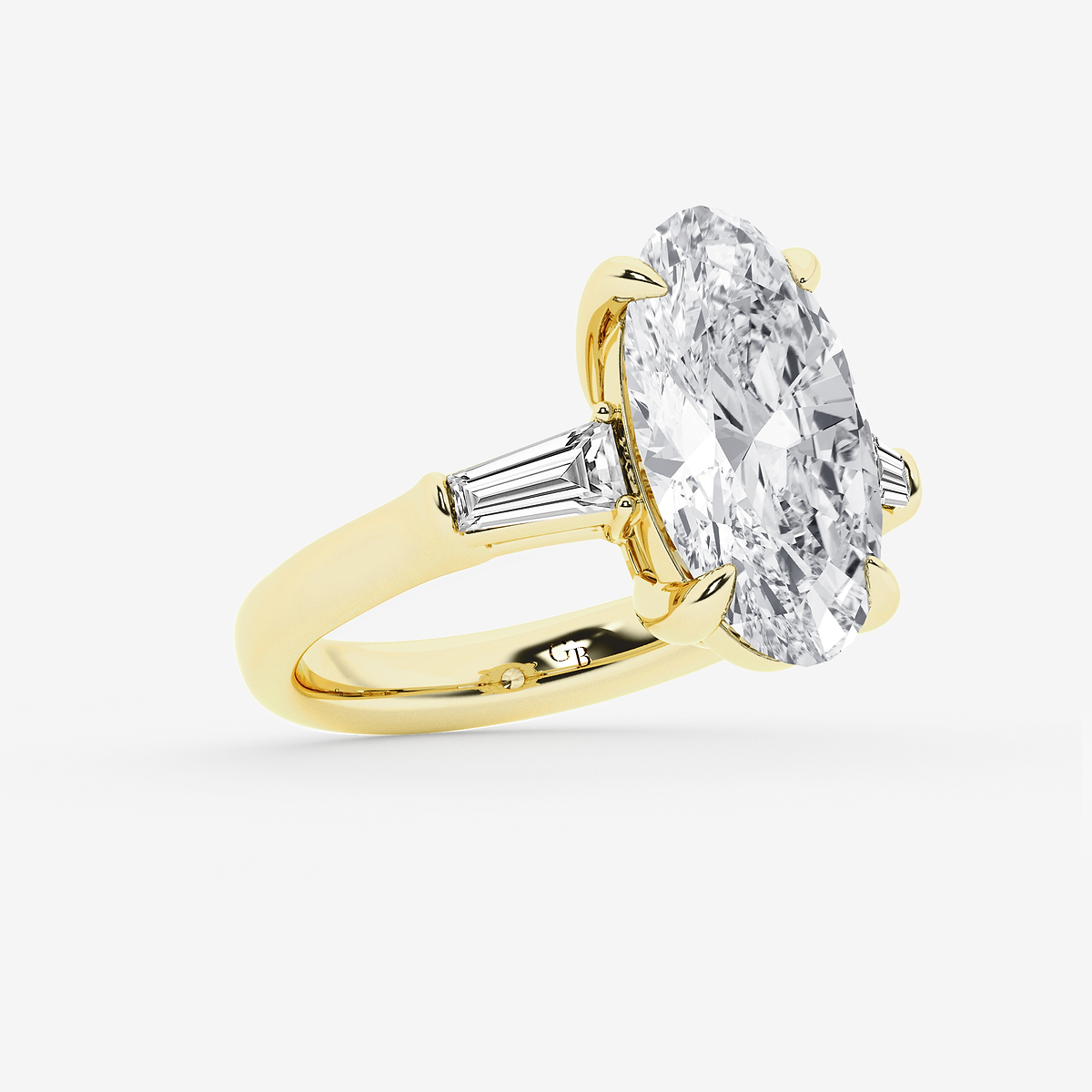 Additional Image 1 for  4 2/3 ctw Moval Lab Grown Diamond Solitaire Engagement Ring with Side Accents