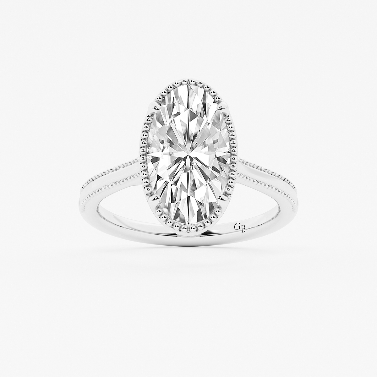 3 ctw Moval Lab Grown Diamond Vintage Solitaire Engagement Ring