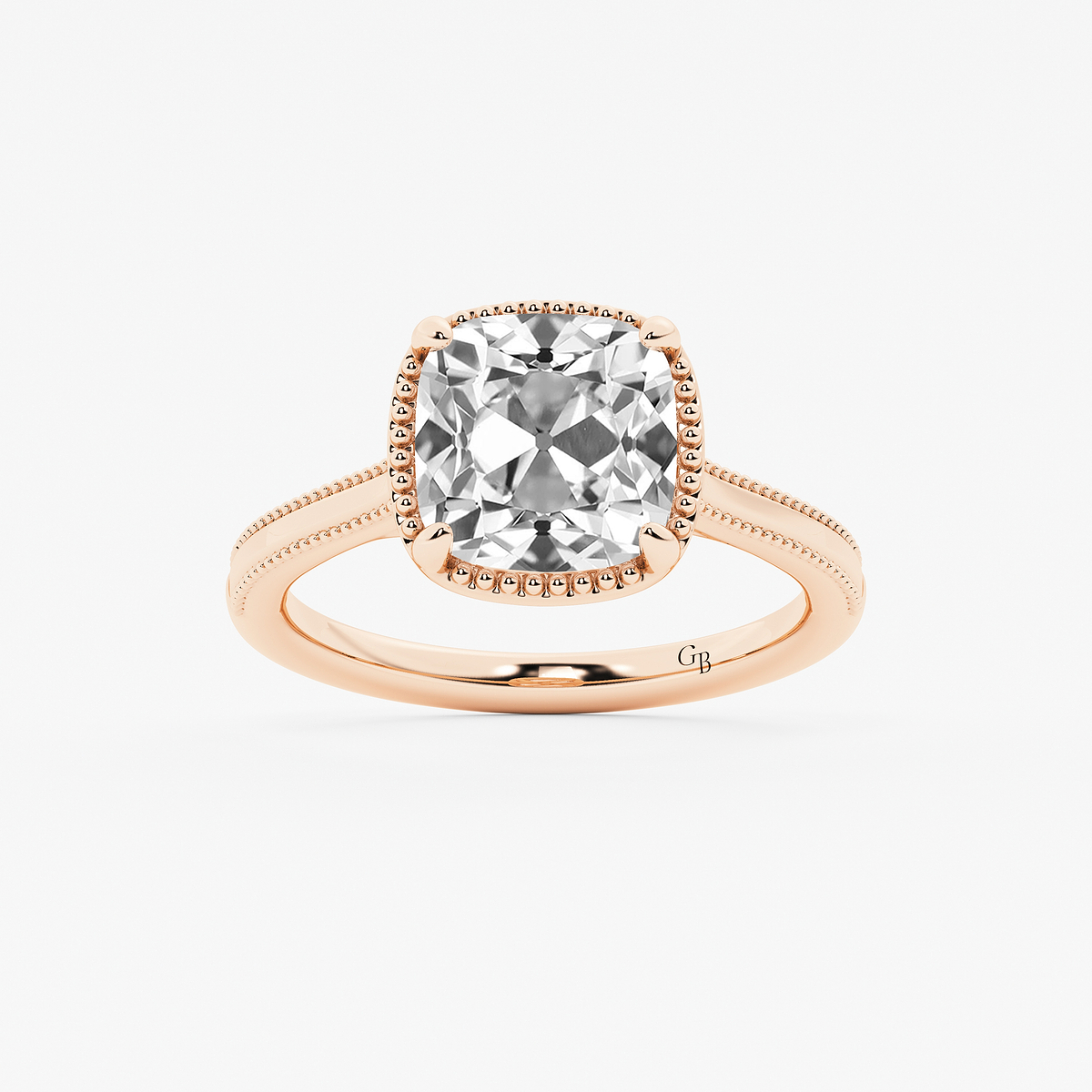 2 ctw Cushion Old Mine Cut Lab Grown Diamond Lab Grown Diamond Vintage Solitaire Engagement Ring