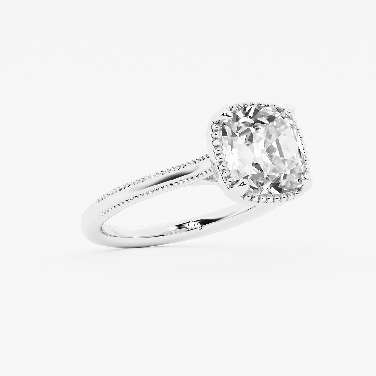 Additional Image 1 for  2 ctw Cushion Old Mine Cut Lab Grown Diamond Lab Grown Diamond Vintage Solitaire Engagement Ring