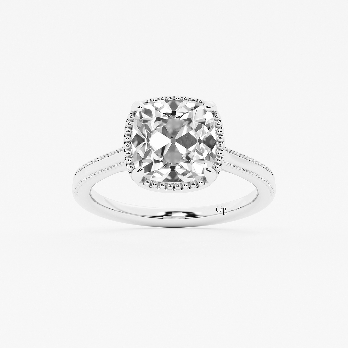 2 ctw Cushion Old Mine Cut Lab Grown Diamond Lab Grown Diamond Vintage Solitaire Engagement Ring