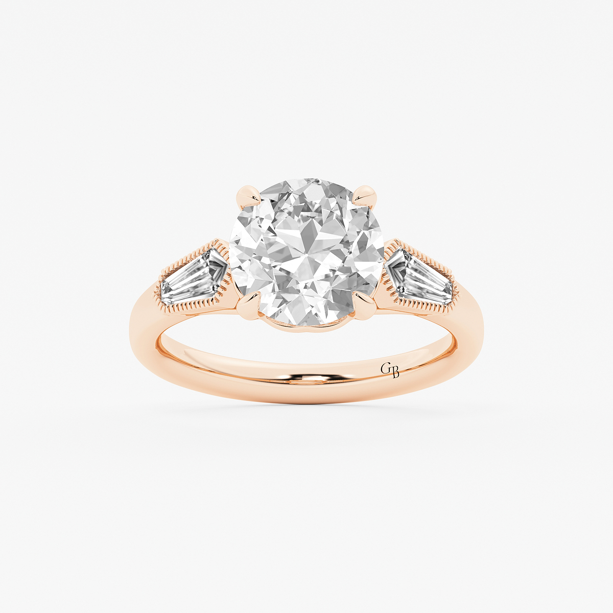 3 1/2 ctw Old European Cut Lab Grown Diamond Vintage Three Stone Engagement Ring