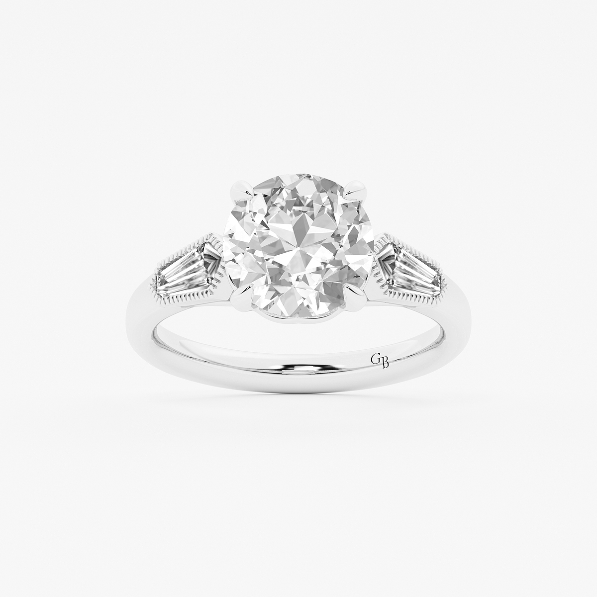 2 1/2 ctw Old European Cut Lab Grown Diamond Vintage Three Stone Engagement Ring
