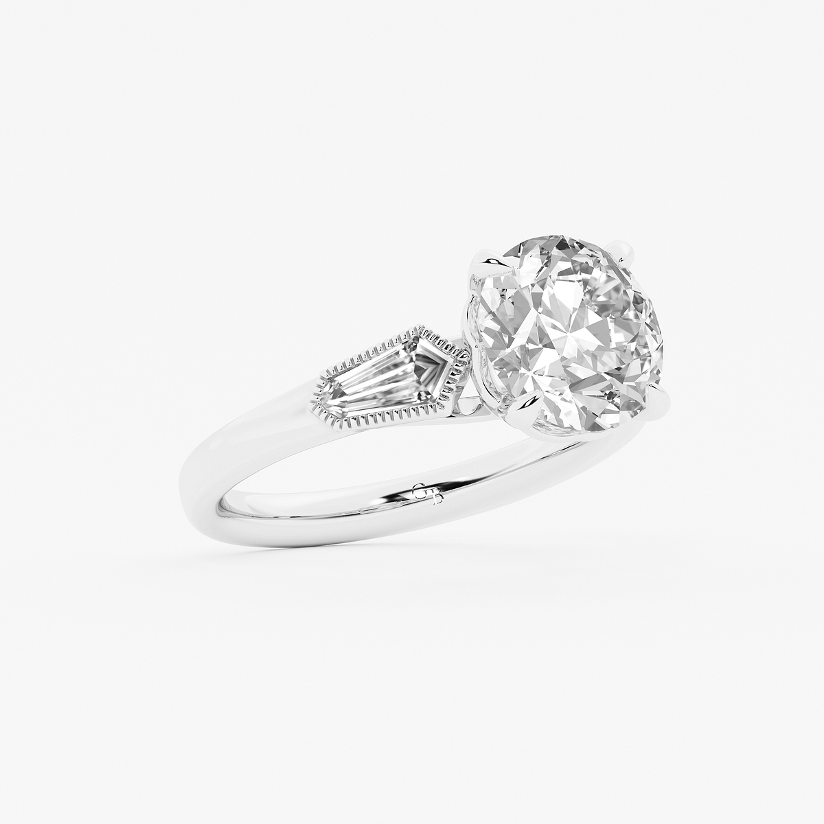 Additional Image 1 for  2 1/2 ctw Old European Cut Lab Grown Diamond Vintage Three Stone Engagement Ring